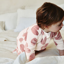 Load image into Gallery viewer, Pink heart Baby Zip Fleece Sleepsuit
