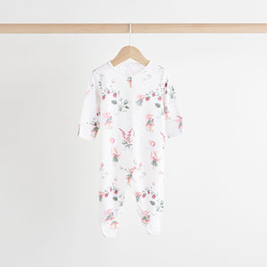 Pink/White Baby 100% Cotton Sleepsuits 3 Pack (0-12mths)