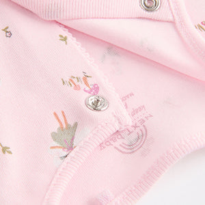Pink/White Baby 100% Cotton Sleepsuits 3 Pack (0-12mths)