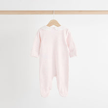 Load image into Gallery viewer, Pink/White Baby 100% Cotton Sleepsuits 3 Pack (0-12mths)
