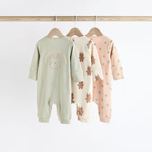 Load image into Gallery viewer, Mint Green Two Way Zip Baby Footless 100% Cotton Sleepsuits 3 Pack (0mths-18mths)
