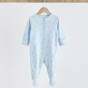 Blue 4 Pack Baby Bear Sleepsuit (0-18mths)