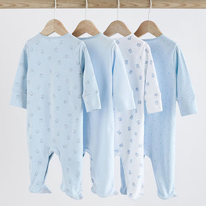 Blue 4 Pack Baby Bear Sleepsuit (0-18mths)