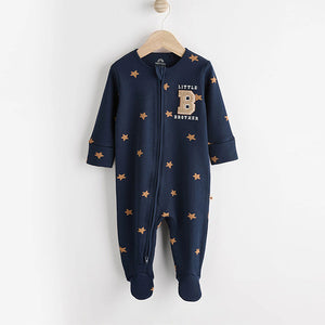 Blue Little Brother Baby Family Sleepsuit