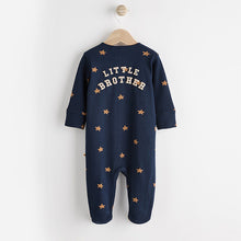 Load image into Gallery viewer, Blue Little Brother Baby Family Sleepsuit
