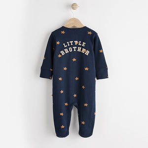 Blue Little Brother Baby Family Sleepsuit