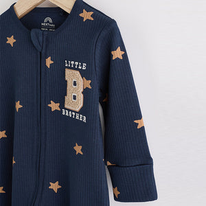 Blue Little Brother Baby Family Sleepsuit