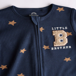 Blue Little Brother Baby Family Sleepsuit