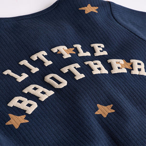 Blue Little Brother Baby Family Sleepsuit
