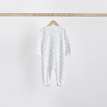 Load image into Gallery viewer, White 4 Pack Baby Delicate Animal Printed 100% Cotton Sleepsuits (0-18mths)
