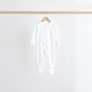 White Bright Character 4 Pack Baby 100% Cotton Sleepsuits (0-18mths)