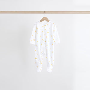 White Bright Character 4 Pack Baby 100% Cotton Sleepsuits (0-18mths)