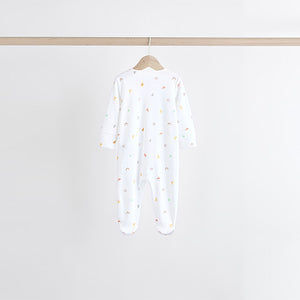 White Bright Character 4 Pack Baby 100% Cotton Sleepsuits (0-18mths)