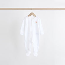 Load image into Gallery viewer, White Bright Character 4 Pack Baby 100% Cotton Sleepsuits (0-18mths)
