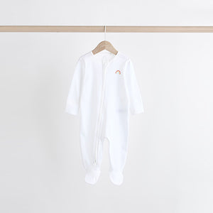 White Bright Character 4 Pack Baby 100% Cotton Sleepsuits (0-18mths)