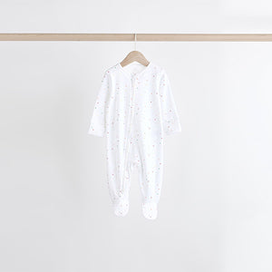 White Bright Character 4 Pack Baby 100% Cotton Sleepsuits (0-18mths)