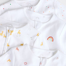 Load image into Gallery viewer, White Bright Character 4 Pack Baby 100% Cotton Sleepsuits (0-18mths)
