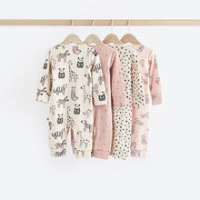 Load image into Gallery viewer, Pink Mono 4 Pack Baby Footless Sleepsuits (0mths-18mths)
