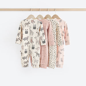 Pink Mono 4 Pack Baby Footless Sleepsuits (0mths-18mths)