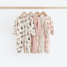 Load image into Gallery viewer, Pink Mono 4 Pack Baby Footless Sleepsuits (0mths-18mths)
