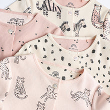 Load image into Gallery viewer, Pink Mono 4 Pack Baby Footless Sleepsuits (0mths-18mths)
