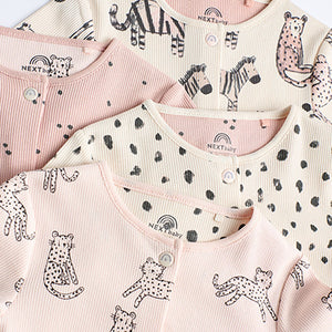 Pink Mono 4 Pack Baby Footless Sleepsuits (0mths-18mths)