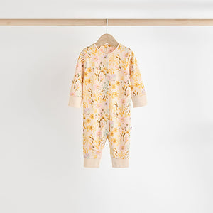 Orange Floral Baby Footless 100% Cotton Sleepsuits 4 Pack (0mths-18mths)