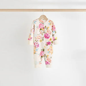 Orange Floral Baby Footless 100% Cotton Sleepsuits 4 Pack (0mths-18mths)