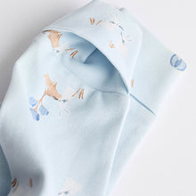 Load image into Gallery viewer, Blue Delicate Elephant Baby Embroidered Sleepsuits 3 Pack (0-12mths)
