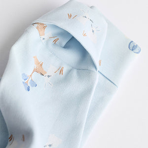 Blue Delicate Elephant Baby Embroidered Sleepsuits 3 Pack (0-12mths)