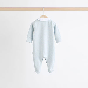 Blue Delicate Elephant Baby Embroidered Sleepsuits 3 Pack (0-12mths)