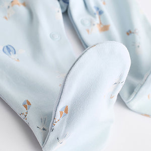 Blue Delicate Elephant Baby Embroidered Sleepsuits 3 Pack (0-12mths)