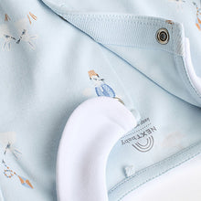 Load image into Gallery viewer, Blue Delicate Elephant Baby Embroidered Sleepsuits 3 Pack (0-12mths)
