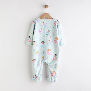 Mint Green Fairy Baby Zip Fleece Sleepsuit