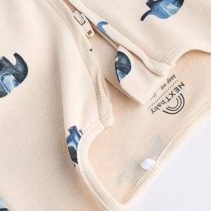 Blue Elephant Two Way Zip Baby 100% Cotton Sleepsuits 3 Pack (0mths-2yrs)
