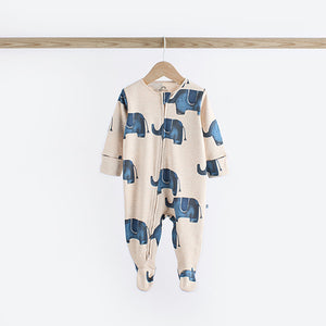 Blue Elephant Two Way Zip Baby 100% Cotton Sleepsuits 3 Pack (0mths-2yrs)