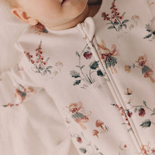 Load image into Gallery viewer, Ecru fairy Two Way Zip Fleece Lined Baby Sleepsuit
