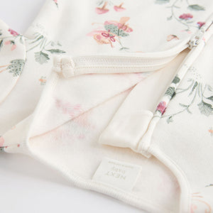 Ecru fairy Two Way Zip Fleece Lined Baby Sleepsuit