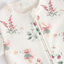 Load image into Gallery viewer, Ecru fairy Two Way Zip Fleece Lined Baby Sleepsuit
