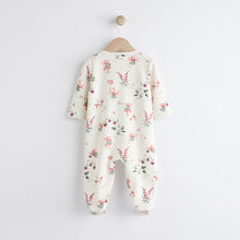 Load image into Gallery viewer, Ecru fairy Two Way Zip Fleece Lined Baby Sleepsuit
