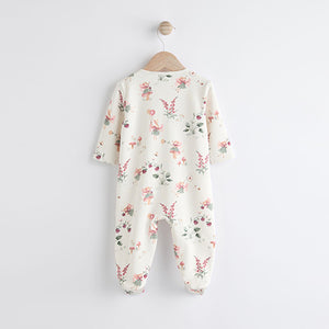 Ecru fairy Two Way Zip Fleece Lined Baby Sleepsuit