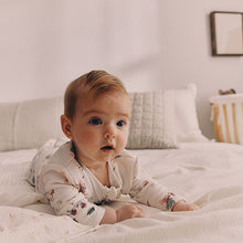 Load image into Gallery viewer, Ecru fairy Two Way Zip Fleece Lined Baby Sleepsuit
