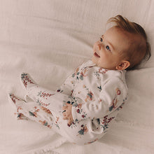 Load image into Gallery viewer, Ecru fairy Two Way Zip Fleece Lined Baby Sleepsuit
