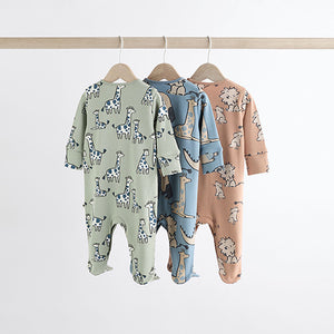 Neutral Animal 100% Cotton Baby Sleepsuits 3 Pack (0mths-18mths)