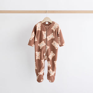 Neutral 2 Pack Baby Microfleece Sleepsuits