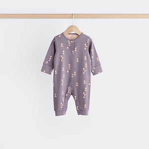Purple Baby 100% Cotton Footless Sleepsuits 3 Pack (0mths-18mths)