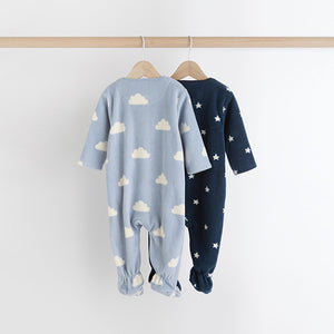 Blue Star/Cloud Fleece Sleepsuits 2 Pack
