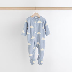 Blue Star/Cloud Fleece Sleepsuits 2 Pack