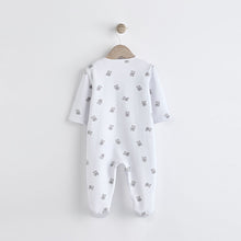 Load image into Gallery viewer, White Ground Fleeced Lined 2 way Zip Sleepsuit
