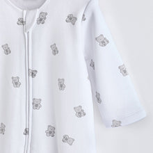 Load image into Gallery viewer, White Ground Fleeced Lined 2 way Zip Sleepsuit

